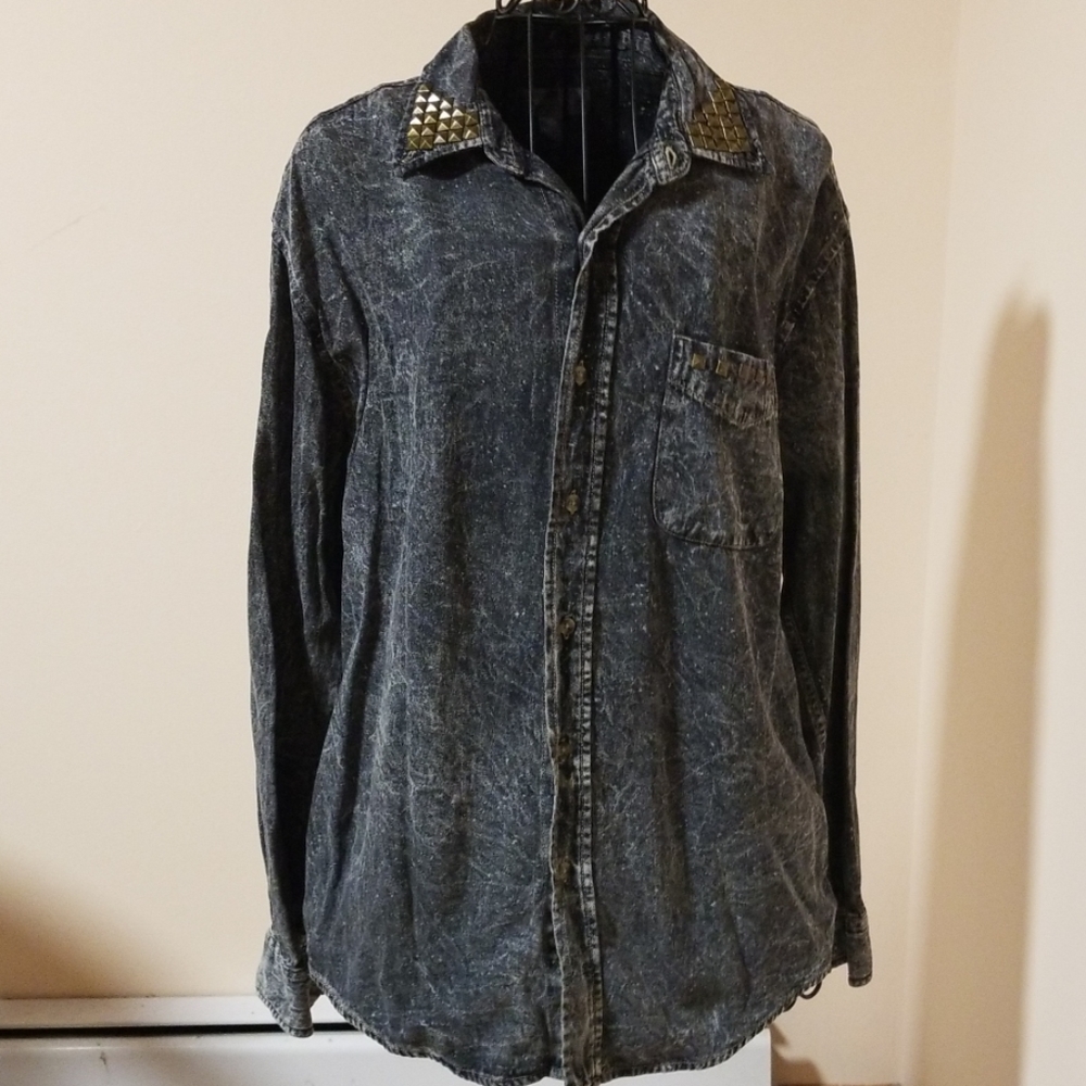 North Crest blue button down shirt size M